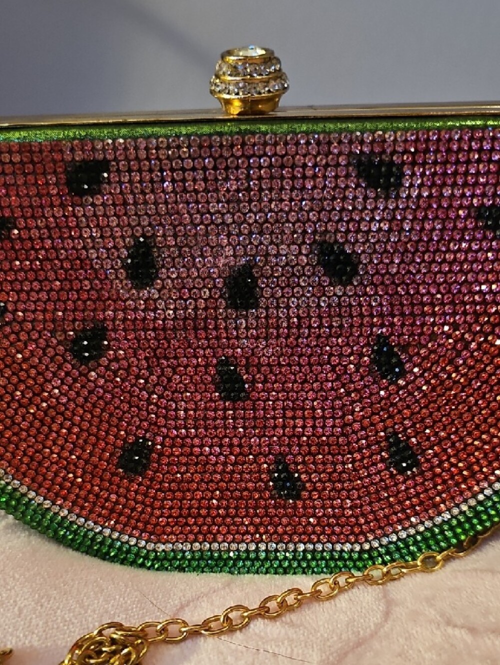 Watermelon Crystal Clutch Bag - Pink/Green - Picture 3 of 14